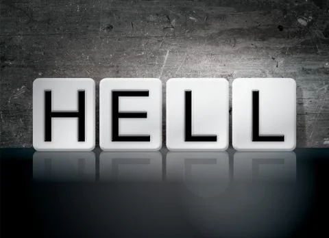 Hell Tiled Letters Concept and Theme 스톡 일러스트