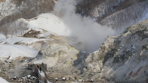 Hell Valley of Noboribetsu Onsen Stock Footage 332821012
