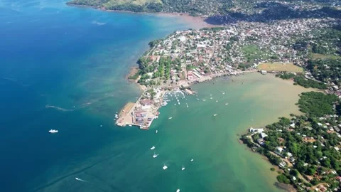 Hell Ville, Nosy Be - Madagascar, Aerial view, Shipping Port Stock-Footage 247473037