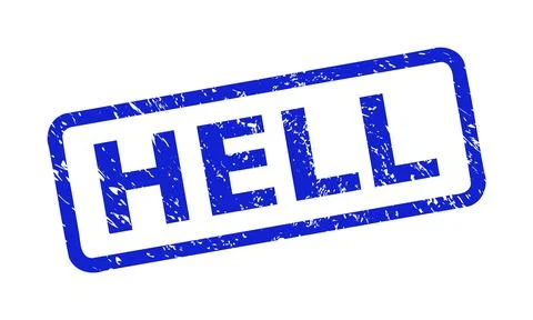 HELL Watermark with Distress Surface and Rounded Rect Frame 스톡 일러스트