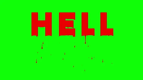 HELL word animation featuring dripping blood on green background Stock Footage 321054687