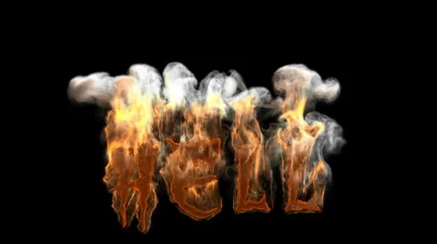 Hell Word In Fire, Alpha Stock Footage 987882