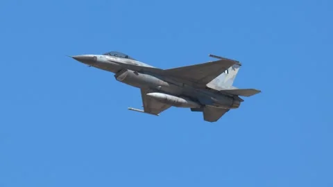 Hellenic Air Force F-16 Fighting Falcon fighter at Athens Flying Week 2024 Stock Footage 287938274