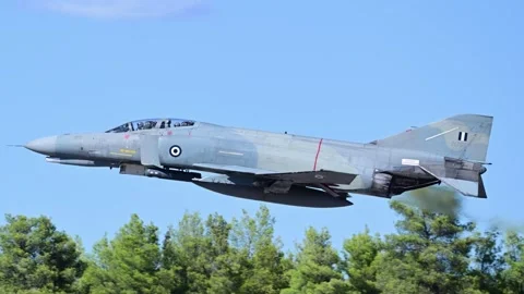 Hellenic Air Force F-4 Phantom fighters at Athens Flying Week 2024 Stock Footage 285200708