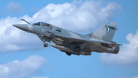 Hellenic Air Force Mirage 2000 fighters at Athens Flying Week 2024 Stock Footage 285518520