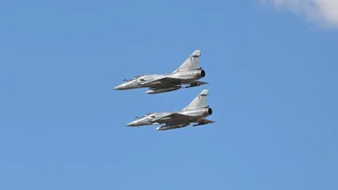 Hellenic Air Force Mirage 2000 fighters at Athens Flying Week 2024 Stock Footage 285519095