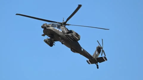 Hellenic Army AH-64 Apache helicopter at Athens Flying Week 2024 Stock Footage 290365929
