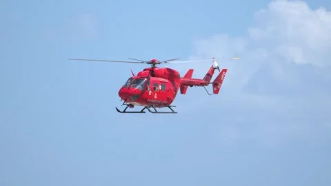 Hellenic Fire Brigade BK117 helicopter at Athens Flying Week 2024 Stock Footage 288006471