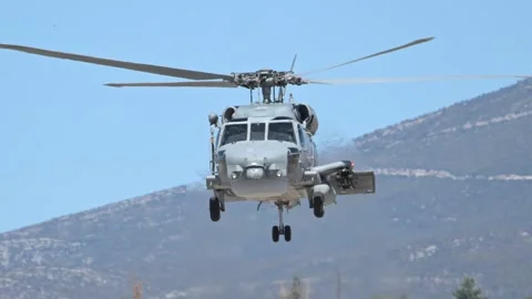 Hellenic Navy S-70B Sea Hawk helicopter at Athens Flying Week 2024 Stock Footage 286411774