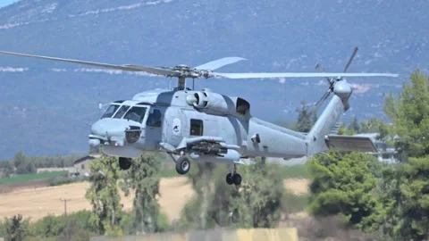 Hellenic Navy S-70B Sea Hawk helicopter at Athens Flying Week 2024 Stock Footage 286412643
