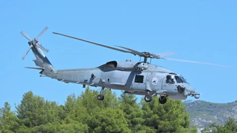 Hellenic Navy S-70B Sea Hawk helicopter at Athens Flying Week 2024 Stock Footage 289446751