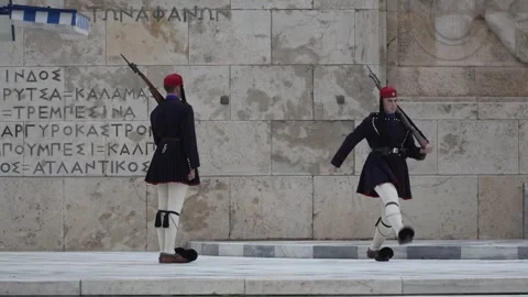 Hellenic Parliament - Changing Guard Ceremony Outdoors. Video stock 327760868