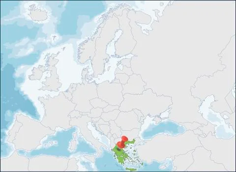 The Hellenic Republic location on Europe map Stock Illustration