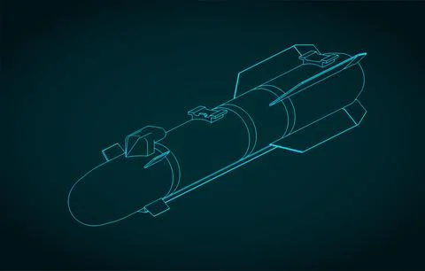 Hellfire missile isometric blueprint Stock Illustration