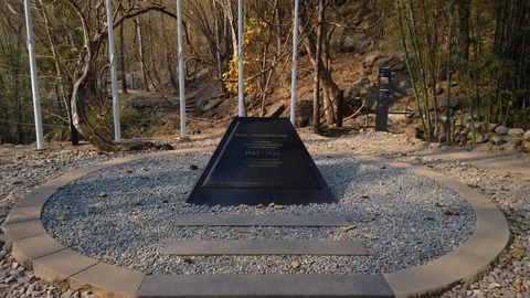 The Hellfire Pass in Kanchanaburi, Thailand which was built by prisoners Stock Footage 108632161