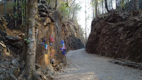 The Hellfire Pass in Kanchanaburi, Thailand which was built by prisoners Stock Footage 108692501