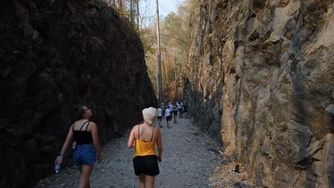 The Hellfire Pass in Kanchanaburi, Thailand which was built by prisoners Stock Footage 109193787