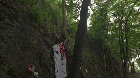 Hellfire Pass White Australian Flag Stock Footage 295044729