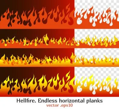 Hellfire, red flame elements for the endless border Stock Illustration