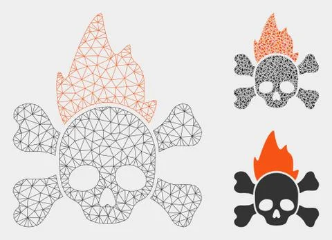 Hellfire Vector Mesh 2D Model and Triangle Mosaic Icon Stock Illustration