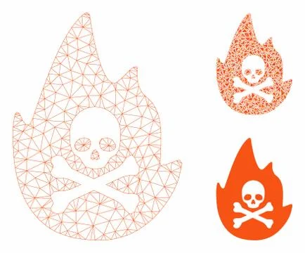 Hellfire Vector Mesh Network Model and Triangle Mosaic Icon 스톡 일러스트