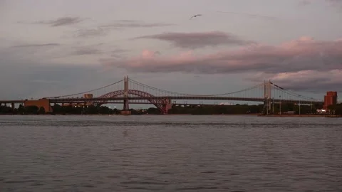 Hellgate Triborough Bridges Evening Stock Footage 137906810