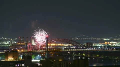 Hellgate Triborough Fireworks (1 of 3) Stock Footage 156718640