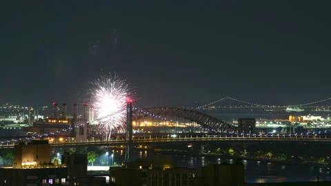 Hellgate Triborough Fireworks (2 of 3) Stock Footage 156718635