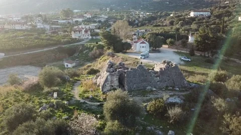 Hellinikon Pyramid, Argos, Greece, Drone Circling Sunset 2K Stock Footage 158034110