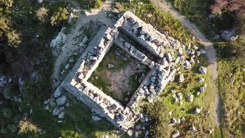Hellinikon Pyramid, Argos, Greece, Drone Spiralling Down 2K Stock Footage 158034223