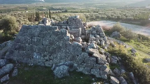 Hellinikon Pyramid, Argos, Greece, Extended Drone Circling Close-up Interior 2K Stock-Footage 158033472