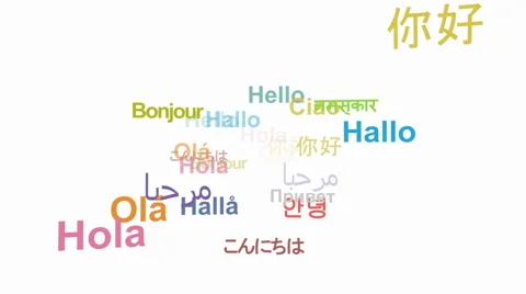 Hello in 13 languages - seamless looping, alpha included Video stock 45899827