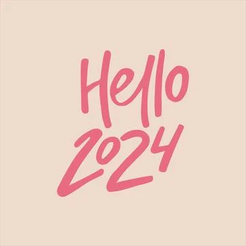 Hello 2024 - handwritten quote. Stock Illustration