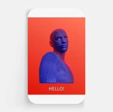 Hello! 3d abstract human torso. Vector illustration composed of particles. Stock Illustration