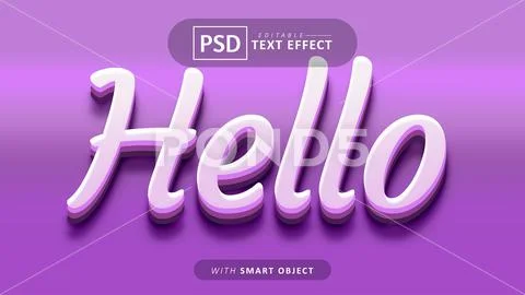 Hello 3d text effect editable PSD Template
