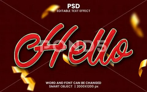Hello 3d Text Effect Editable PSD PSD Template