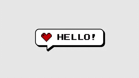 HELLO! 8-bits pixel art neubrutalism comment balloon. Alpha ProRes. 스톡 동영상 316774212