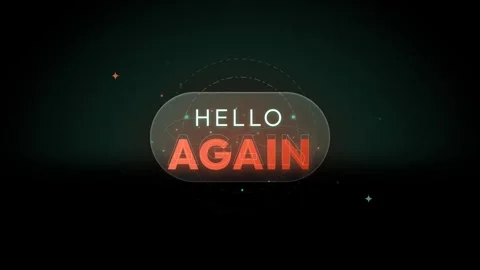 Hello again text design on black background with geometric elements Stock Footage 344481681