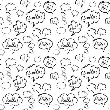 Hello and Hi Speech Bubbles Seamless Pattern Stock-Illustration