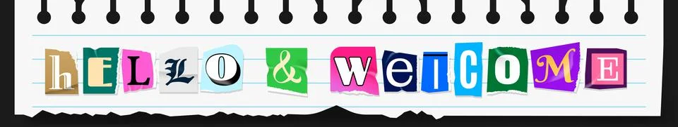 Hello and welcome text. 스톡 일러스트