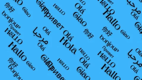 Hello animated kinetic animation text in different languages around the world Stock Footage 317630200