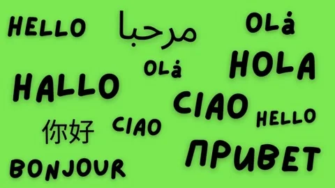 Hello animated kinetic animation text in different languages around the world Stock Footage 317630207