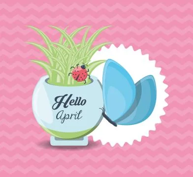 Hello april design Ilustração Stock