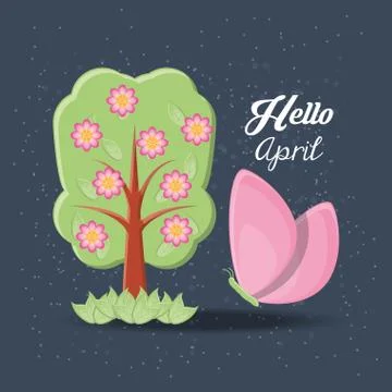 Hello april design Ilustração Stock