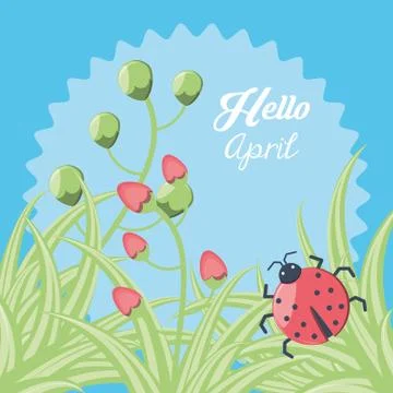 Hello april design Ilustração Stock