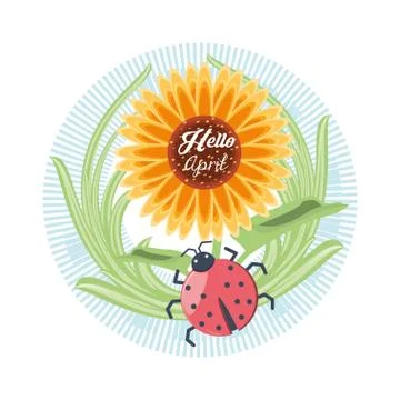 Hello april design Ilustração Stock