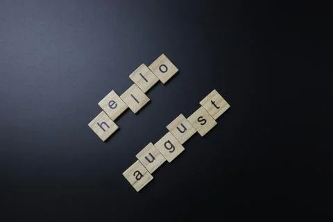 Hello August Letters Stock Photos