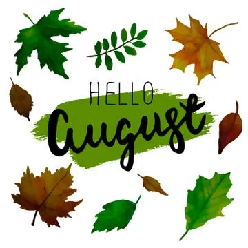 Hello August. Vector illustration Stock Illustration