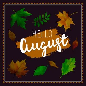 Hello August. Vector illustration Stock Illustration