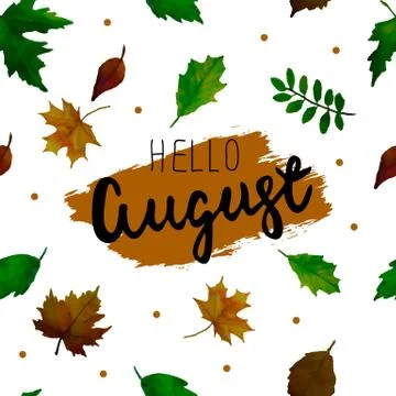 Hello August. Vector  seamless pattern. Stock Illustration
